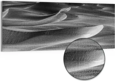 Produktbild von DEQORI Hybrid Leinwand Bild 150x60 cm 'Dünen der Stille' Wandbild Glas flach modern
