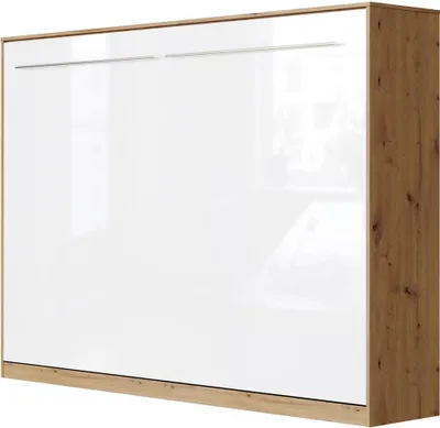 Produktbild von SMARTBett Schrankbett Standard  Wildeiche/Weiss Hochglanz 140 Horizontal