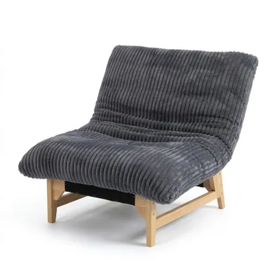 Produktbild von LVHOM Relaxsessel Cord, Loungesessel mit Holzgestell & dickem XXL-Polster, Ergonomischer Lesesessel Skandinavisch für Wohnzimmer, Grau