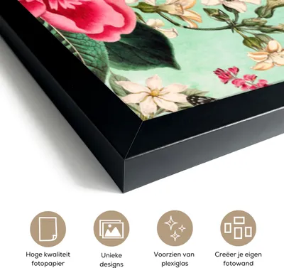 Produktbild von MuchoWow® MuchoWow® Gerahmtes Poster Blumen - Rosa - Schmetterling 60x90 cm - Poster mit zchwarzem Bilderrahmen - Kunst
