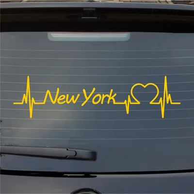Produktbild von Heckscheibenaufkleber New York Herzschlag Puls Staat USA Liebe 55x14 cm Gelb Auto Aufkleber Sticker