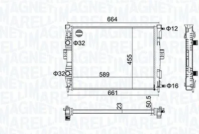 Produktbild von MAGNETI MARELLI 350213160600 Kühler Wasserkühler Motorkühler für RENAULT SCÉNIC II (JM0/1) MEGANE II Coupé-Cabriolet (EM0/1) MEGANE II Kombi (KM0/1)