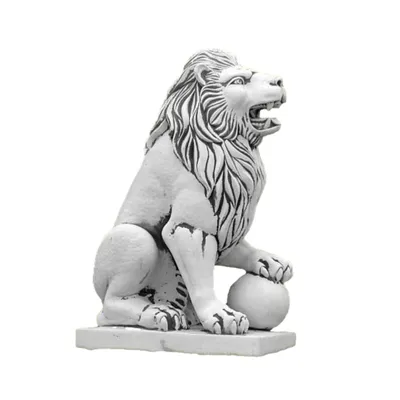 Produktbild von Riesiger Löwe Rechts mit Kugel für den Garten, Neu Frostfest Witterungsbeständig als Steinfigur, Tierfigur zur Gartengestaltung ST-S203011