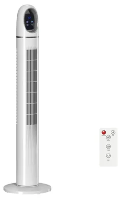 Image de Ventilateur sur pied - Silencieux - 3 vitesses et 3 modes - Minuterie de 24 heures - Oscillation de 70° - Écran LED - 220V - Blanc