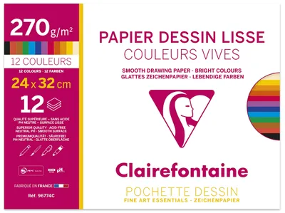 Obrázek produktu pro Clairefontaine 3329680967746, Umělecký papír, 270 g/m², 12 listy