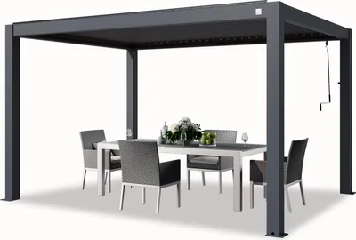 Immagine prodotto di PRIMEYARD Pergola 3x4 m montanti in alluminio con tetto a doghe in alluminio gazebo da giardino antracite