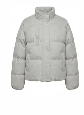 Produktbild von Damen Jacke grau mit Stehkragen, Reißverschluss und Druckknöpfen, Größe M