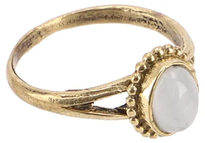 Produktbild von Filigraner Messing Modeschmuck Ring, Goldfarben - Mondstein, Ringgröße: 58 (18,5 mm)