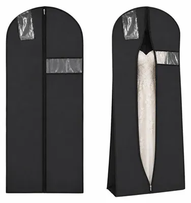 Produktbild von Kleidersack für Brautkleider - Atmungsaktiv mit Reißverschluss und Staubschutz - Für Abendkleider und lange Mäntel - Schwarz - 2 Stück