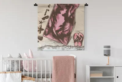 Produktbild von MuchoWow® Wandteppich Wandbehang Handtuch - Strand - Hausschuhe 90x90 cm Tapisserie Dekoration Wandtuch - Wandaufhänger