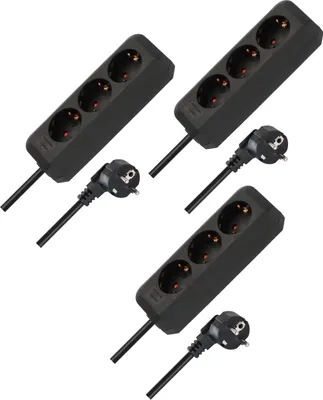 Produktbild von Brennenstuhl 3er Set Eco-Line Steckdosenleiste 3-Fach, 1,5m Kabel