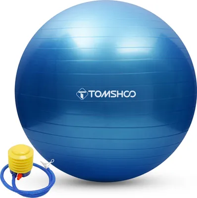 Produktbild von TOMSHOO Anti-Burst Yoga Ball 55cm Stabilitaet Balance Ball Pilates Barre Koerperliche Fitness uebungsball mit Luftpumpe