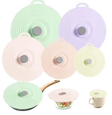 Silikondeckel-Set 5 Größen 10–28 cm, wiederverwendbar, universell
