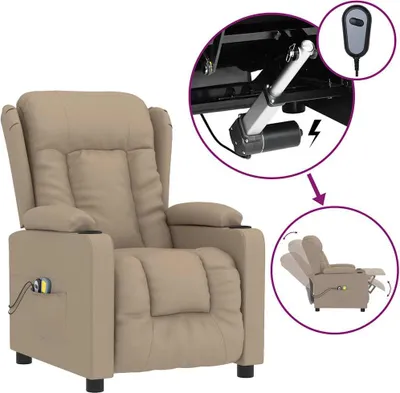 Image de Fauteuil de massage Électrique Cappuccino Marron Similicuir