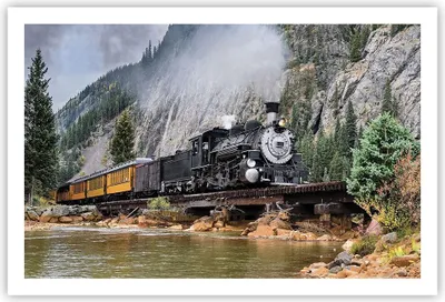 Produktbild von Poster - Poster ohne Rahmen - Alt Lokomotive Berge - 91,5x61 cm - Wand Bild - Wanddeko - Wandbilder - Kunstposter - Wandposter - Bilder - Kunstdruck - Wanddekoration - Wandbild - P2XAA91x61-4581