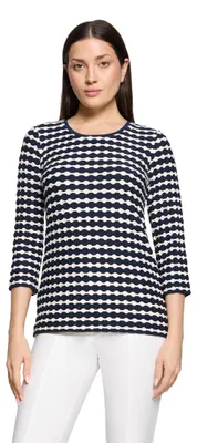 Obrázek produktu pro Košile s krátkým 3/4 rukávem 8813 Dark Blue/Cream velikost 44