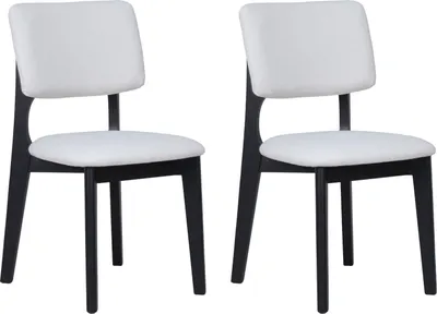 Produktbild von byLIVING Esszimmerstuhl 2er Set ELSA / Webstoff beige / Gestell Massivholz schwarz / B 48, H 87, T 54 cm