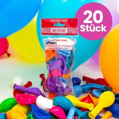 Produktbild von 20er Set Latexballons uni bunt, ø25cm