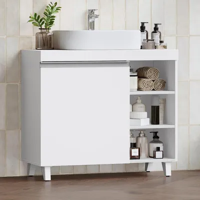 Produktbild von Waschbeckenunterschrank 30 x 70 x 64 cm Badezimmerschrank Weiß