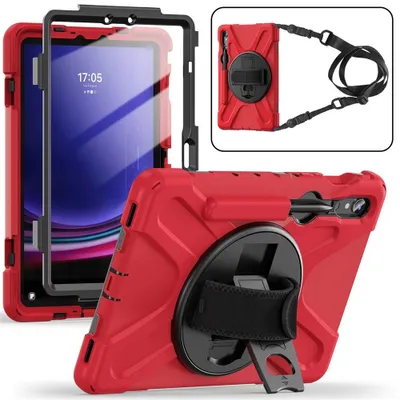 Produktbild von Samsung Galaxy Tab S10 Lite / S10 FE / S9 FE / S9 / S8 / S7 Hülle - Coverup Heavy Duty Case mit Schultergürtel - Rot