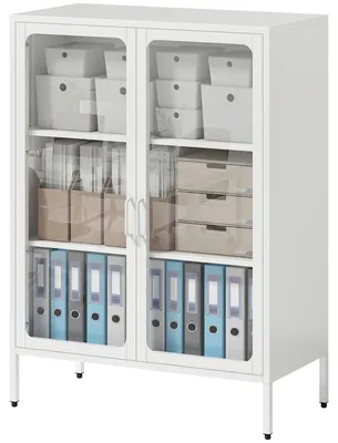 Produktbild von Bš¹roschrank mit 2 Glastš¹ren, 2 verstellbaren Einlegeb?den, Stahlschrank, 80 x 40 x 110 cm, wei?