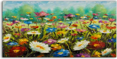 Produktbild von Coloray Canvas 120x60  Wandbild Leinwand Bilder Foto Schöne blühende Feld Blumen modern