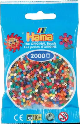 Produktbild von Hama Beutel mit 2000 Mini-Bügelperlen Vollton Mix 00 - 10 Farben