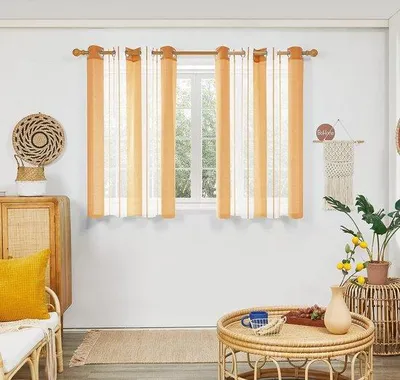 Produktbild von Transparenze Vorhänge Linnenoptik 140x138 cm Gold 2 Stück