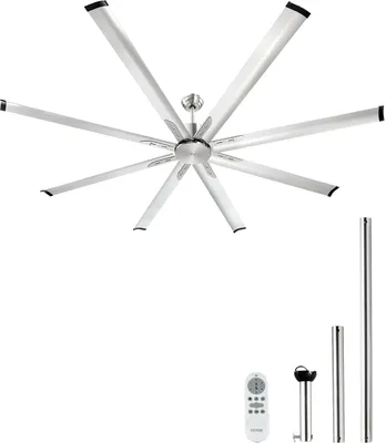 Zdjęcie produktu dla wentylator sufitowy 214 cm bez oświetlenia z pilotem szczotkowany nikiel