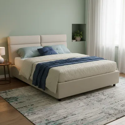 Image de Alcatron - Lit Double, Beige, Déhoussable Fabriqué en Italie