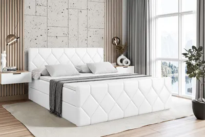 Produktbild von ALTDECOR Boxspringbett mit Fußteil, H3 Matratze und Topper - 120x200 cm - CATOR-Z - Weiß Kunstleder - Polsterbett mit Bettkasten und Lattenrost, Bett mit Stauraum