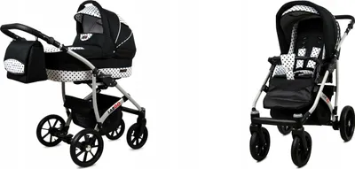 Produktbild von BabyLux® Largo | 2in1 Kinderwagen Set | Black Dots | Kombikinderwagen | Kinderwagenset | Buggy +
