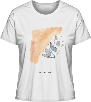 Produktbild von Mr. & Mrs. Panda Damen Kurzarmshirt Panda Klettern Größe S - Weiß - Geschenk, Basic Shirt, Kletterhalle, T-Shirt, Bouldern, Klettersport, Oberteil