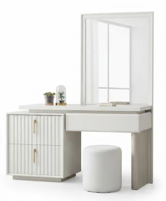 Image de Table de maquillage avec miroir, style moderne, chambre à coucher, blanc, minimaliste