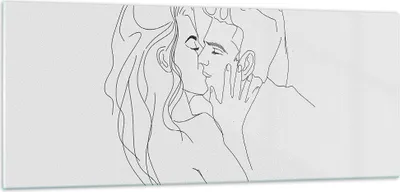 Produktbild von Bilder auf glas - Einteilig - Kuss Paar Skizze - 100x40cm - Glasbilder - Wandbilder - Bilder - zum Aufhängen bereit - Wanddekoration aus Glas - Glas Bilder - Wandbild auf Glas - GAB100x40-4434