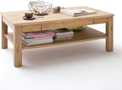Produktbild von Couchtisch SAMARA-05 Wohnzimmer-Tisch aus Asteiche Bianco massiv - B/H/T: 117/42/65cm
