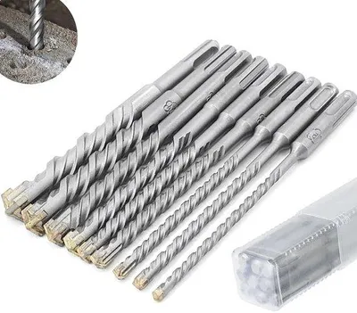 Immagine prodotto di Set di punte a martello SDS Plus da 9 pezzi 5 6 6 8 8 10 12 14 16 x 160 mm con doppio snodo - per forature su calcestruzzo, pietra, legno, mattoni e piastrelle