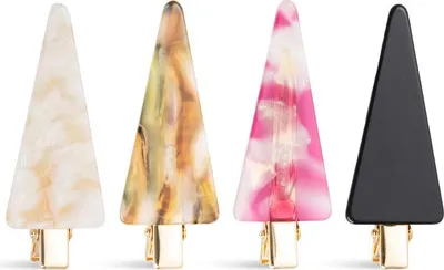 Produktbild von INF 4er Set Minimalistische Acetat Dreieck Haarspangen - Pony Styling Zubehör
