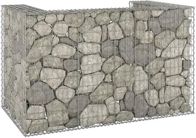 Produktbild von Mülltonnenhaus Außen Gabionenwand für Mülltonnen Verzinkter Stahl 180x100x110 cm, Mülltonnenschuppen Mülltonnenverkleidung Müllcontainer für Mülltonnen, Garten, Hof