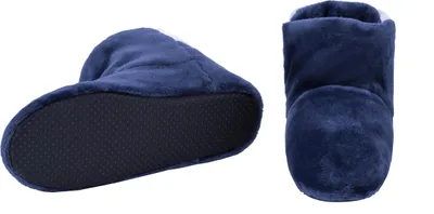 Produktbild von RAIKOU COSYSCHOE Hausschuhe-Pantoffel Stiefel für Damen, Herren aus Micro Flausch mit ABS und Rutschfester Sohle, Super Flauschige Nachtblau-40/43