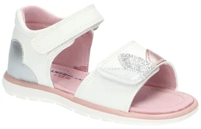 Produktbild von American Club AK04, Mädchen Sandalen Klettverschluss Leder-Einlegesohle bequem, Weiß 27