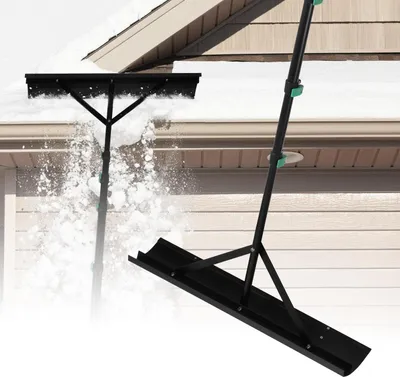 Productafbeelding van Izrielar sneeuwschuiver voor daken, met wielen, verstelbaar van 108-360 cm, sneeuwschuiver van aluminium, sneeuwschuiver met antisliphandvat, sneeuwschuiver voor daken, geschikt voor zonnepanelen en daken