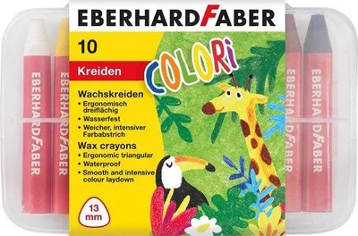 Productafbeelding van Watervaste waskrijtjes in etui - 10 kleuren