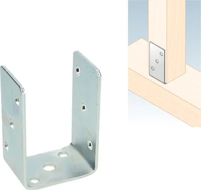 Produktbild von Domax Pfostenträger 93x60x125mm für Holzpfosten und Balken auf Beton, Stahl feuerverzinkt, mit 8/1 Lochung, Ø 11/14mm, Materialstärke 4mm, 1 Stück