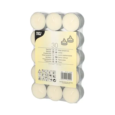 Produktbild von 30 Papstar Teelichte Ø 37 mm, 16 mm weiss 18299