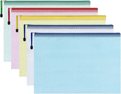 Produktbild von 10 Stück Netztaschen mit Reißverschluss – A5 Briefgröße, wasserdichte Reißverschlusstaschen für Klassenzimmer Organisation und Aufbewahrung