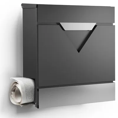 Produktbild von Briefkasten "Venedig" Anthrazit RAL7016 Wandbriefkasten mit Zeitungsfach