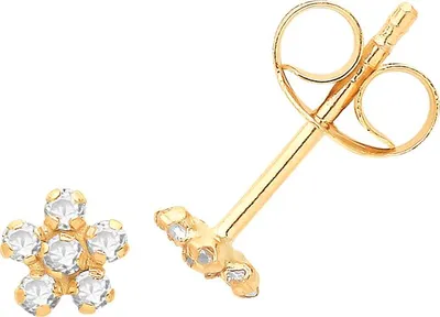 Produktbild von Süße 9 Karat (375) Gold Blume Damen - Paar Ohrstecker mit Zirkonia - 4mm*4mm; TRS361639KY