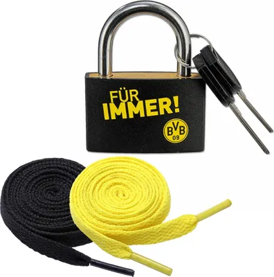 Produktbild von Borussia Dortmund BVB Vorhängeschloss "Für immer BVB" + 2 Paar Fan-Schnürsenkel 2# 5#