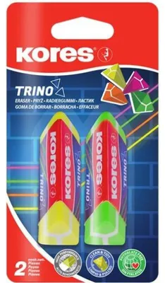 Immagine prodotto di Kores® 40523 Kores® Radiergummis für Bleistifte Triangularer farbsortiert, 2 St.